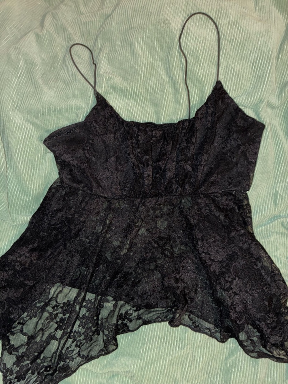 Black Lace Spaghetti-Strap Tank Top